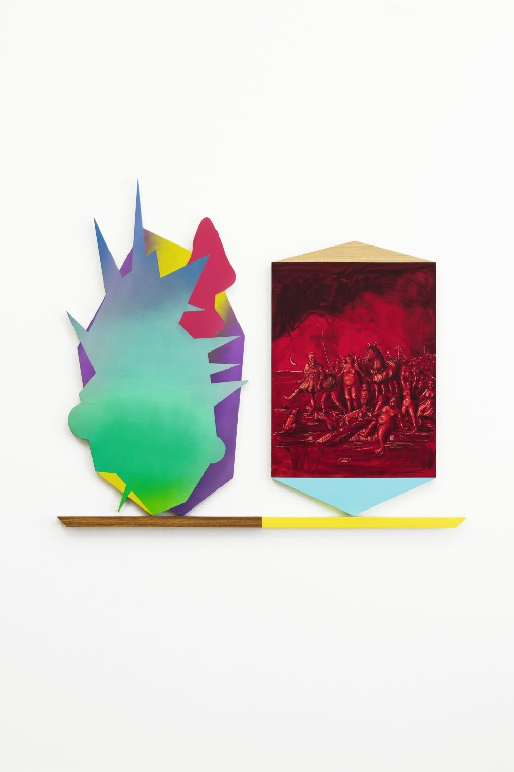 Sebastian Neeb, Stachlige Form vs Wurstspektakel hinter Florentinerrot (aus der Serie: vs), 2016, © Sebastian Neeb, Foto: privat