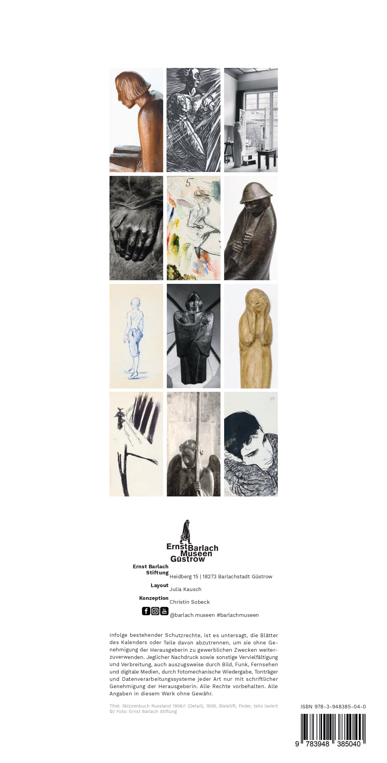 Ernst Barlach Museen Güstrow Kalender 2026 Übersicht 